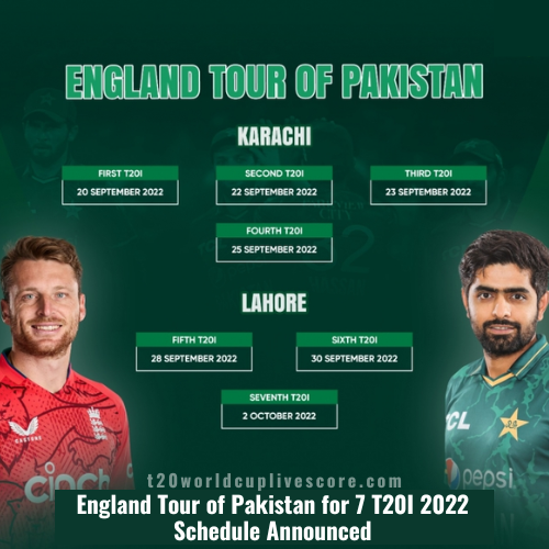England Tour of Pakistan for 7 T20I 2022 Schedule Announced