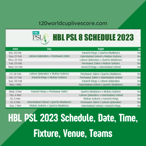 HBL PSL 2023 Schedule, Date, Time, Fixture, Venue, Teams