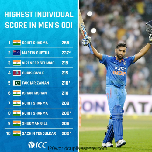 Top 10 Highest Individual Score in Men's ODI Cricket History
