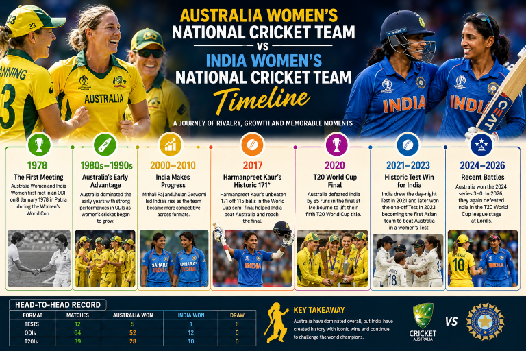 Australia Women’s national cricket team vs India Women’s national cricket team timeline